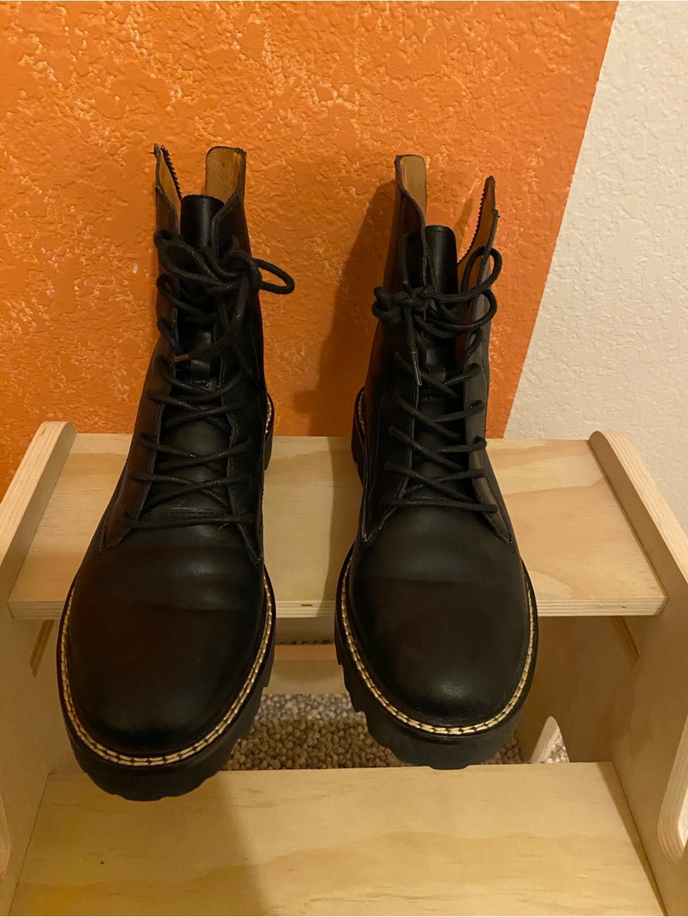 Madewell Black Lace-Up Combat Boots